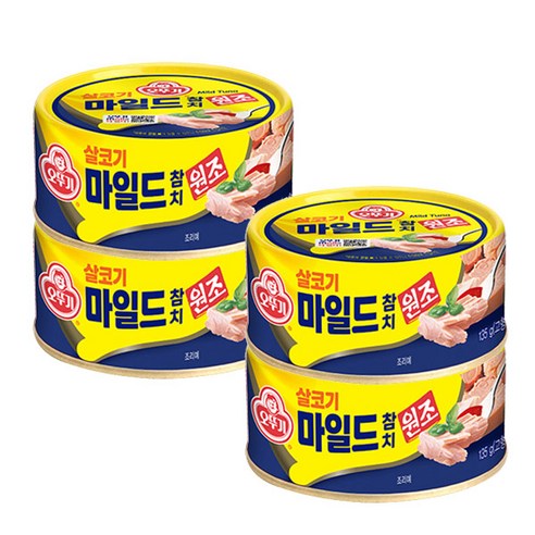 오뚜기 살코기 참치 캔 김치찌개용 볶음용 자취 요리 통조림, 마일드참치, 4개, 135g