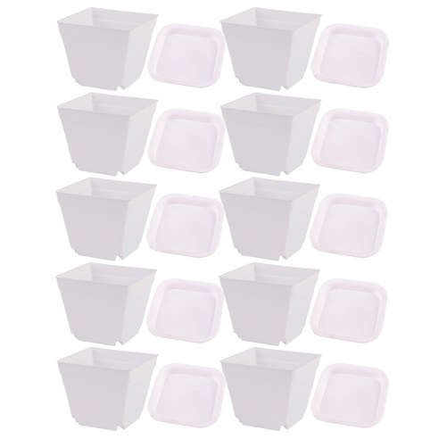 대형칼라플라스틱화분 받침대포함 10개 SET, 화이트 10개set