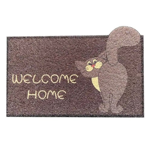 코일 카펫 입문 매트리스 재단 가능 가정용 욕실 주방 모래 긁기 먼지 제거 미끄럼 방지 귀여운 발판, 꼬리 달린 카색 고양이