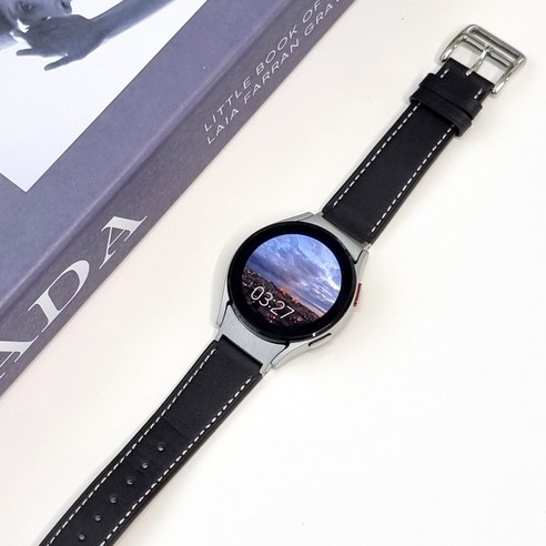 영스피플 갤럭시워치 7 6 5 4 호환 날개형 가죽 스트랩 40 44 42 46 43 47 클래식 프로 레더 시계줄 밴드 루프, 20mm, 블랙