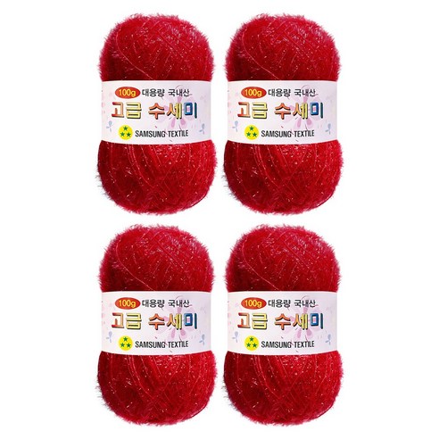 울클럽 대용량 고급수세미 뜨개실 100g 4볼 (총 400g), 레드, 4개
