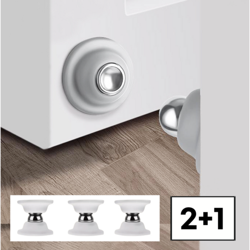 홈스윗홈 2+1 무타공 자석 도어스토퍼, 3개, 화이트