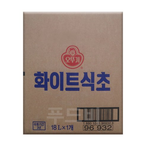 오뚜기 화이트식초 18L 식품  장/소스 소스/드레싱/식초 식초/음용식초/미림 기타식초, 1개