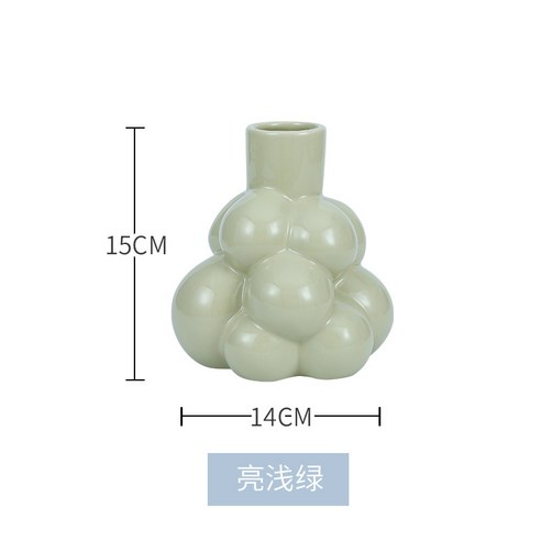 DFMEI 세라믹 공예품 장식품 현대 가구 소프트 장식품 창의 포도형 유약 작은 꽃병 꽃꽂이, DFMEI 연두색