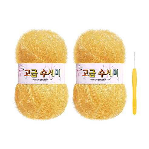 울클럽 별꽃수세미 DIY 고급수세미실 80g 2볼 + 코바늘 6호 (동영상제공), 158진한버터