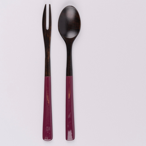 아이하시 옻칠 커트러리 다과용 티스푼 티포크, 와인, 1세트