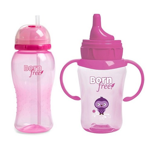 본프리 빨대컵 드링킹컵 세트 (핑크 각1개) / 젖병, 260ml, 1개, 핑크