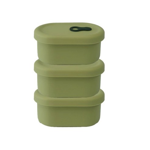 실리콘 스팀홀 용기_타원형200ml 3개세트, 3개, 올리브