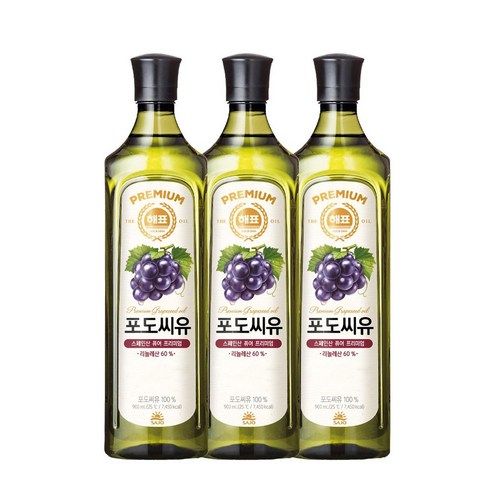 해표 포도씨유, 900ml, 3개