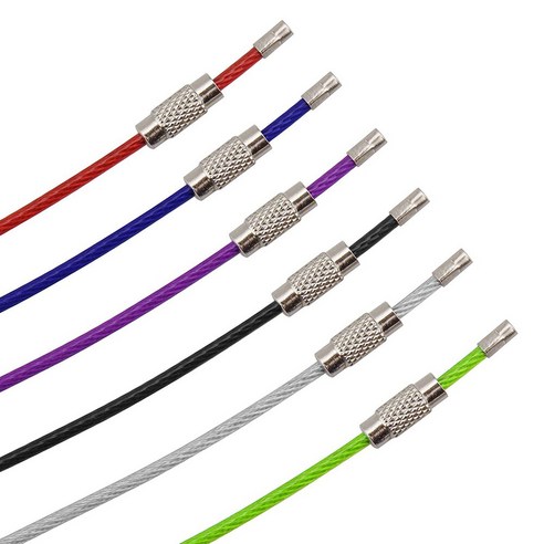 와이어 1.5/2mm 케이블 6컬러 다용도 EDC 카라비너 키링 네임텍 캠핑 고리 생존 팔찌 가방 악세사리, K_2mm_레드