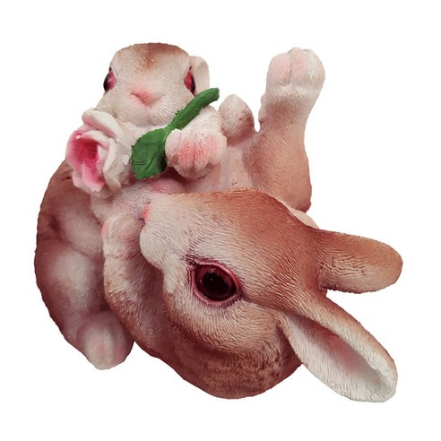 실내/실외 홈 장식을위한 수지 토끼 토끼 동상-12cm /5 인치-5 스타일, 꽃 _ 브라운, 설명