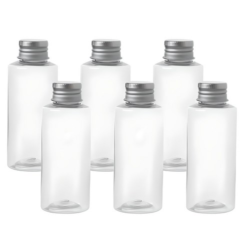 AC100 투명 음료용기 알루미늄 실버캡, 100ml, 6개