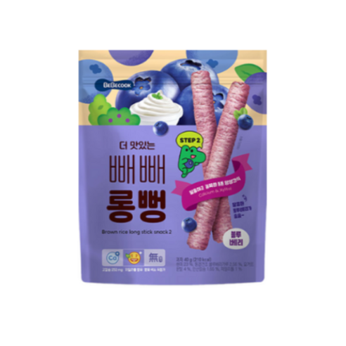 베베쿡 더 맛있는 빼빼롱뻥, 블루베리, 40g, 5개