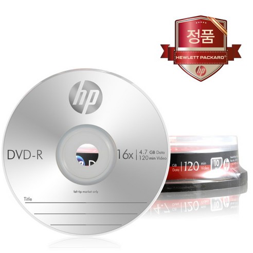 [HP] DVD-R 4.7GB 16배속 10장케이크/공DVD, 상세 설명 참조, 상세 설명 참조