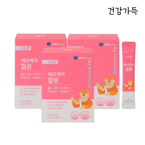 헤모힘 철분 부족 빈혈 어린이 생리혈 많은 여성 어지럼증, 3박스, 30회분