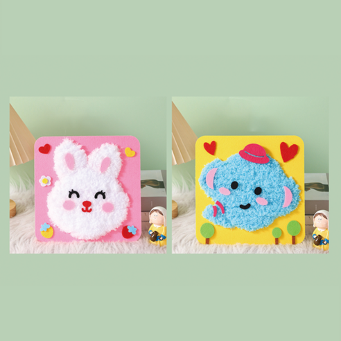 루미또와 귀여운 동물 캐릭터 DIY 십자수, C토끼+코끼리, 1세트