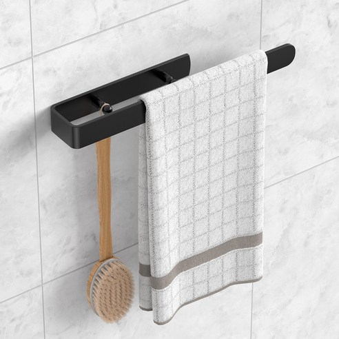 타오코코 접착식 스텐 수건걸이 부착형 무타공 만능 다용도 수건걸이 벽에부착 욕실 수납 욕실용품, 검은색, 4개