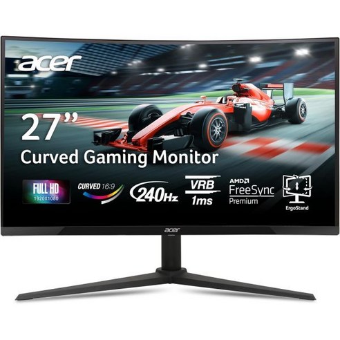 acer 337819 게이밍 사무 에이서 니트로 27인치 1500R 커브드 풀 HD P, FHD 240Hz, 27-inch