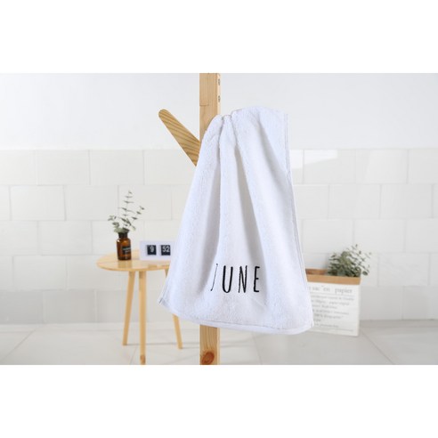 순면 목욕수건 자수 월 창의 대목욕수건박스 포장, 흰색 June(6월), 75*35cm