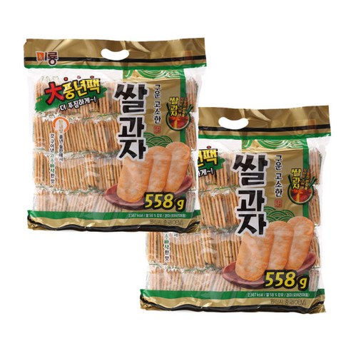 미룡 쌀과자 풍년팩 대용량 개별포장, 2개, 558g