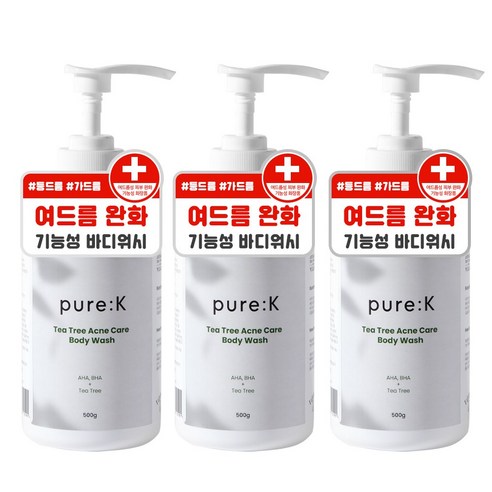 퓨어케이 티트리 아크네 케어 바디워시 라임앤바질향, 500g, 3개
