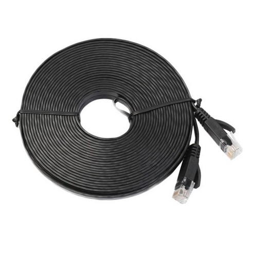 Cat 6 FLAT 이더넷 네트워크 리드 LAN 패치 케이블/TV용(30미터/98피트), 블랙, {"사이즈":"30 미터"}, {"수건소재":"플라스틱"}