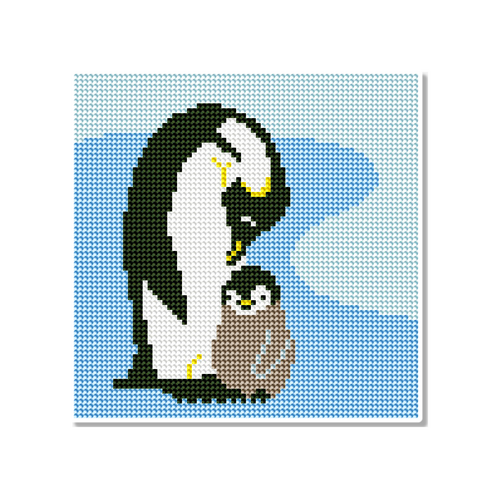 모모픽스 보석십자수 20x20cm 캔버스형 동물 공룡, DB11 펭귄가족