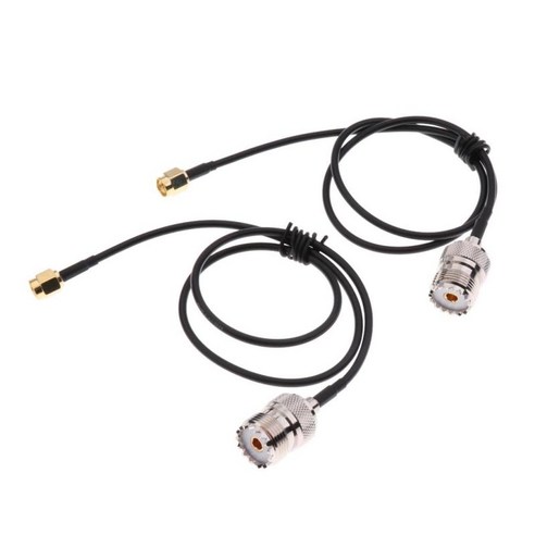 2Pcs 라디오 안테나 케이블 SMA PL-259 남성 UHF 여성 SO239 케이블 연장, 50cm, 블랙, 플라스틱 금속