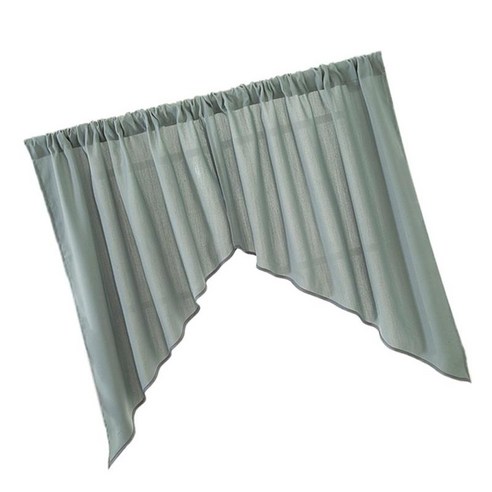 2 패널 삼각형 모양 Sheer Valance 커튼 홈 창 개인 정보 보호 계층, 회색 90x160cm, 폴리 에스터