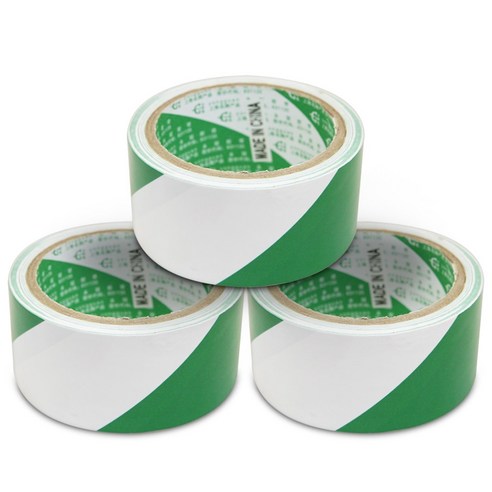 경고테이프 안전 가드 녹색 흰색 사선 48mm x 18m 3개구성, 3개