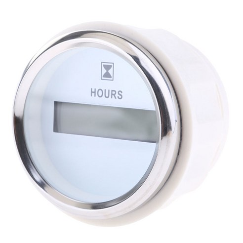 해양 보트 디지털 시간 측정기 52mm 라운드 게이지 방수, 화이트, 스테인레스 스틸