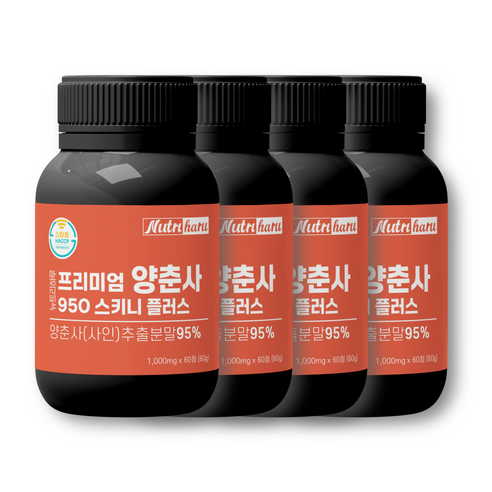 뉴트리하루 프리미엄 양춘사 95% 950 스키니 플러스 사인 바나바잎 추출 분말 효능 2개월, 3개, 60정