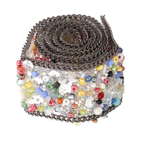 라인 석 자갈 쉘 리본 바느질 공예 꾸밈을위한 레이스 수 놓은 트림 리본 장식 2.5x100cm, 여러 가지 빛깔의, 수지 플라스틱
