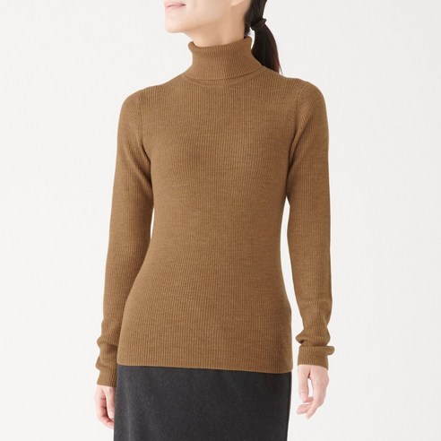 무인양품 MUJI 여성 목이 편한 리브 터틀넥 스웨터 W9AA870