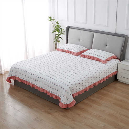 크크라이프 누빔 이불 앤 스프레드 침대 패드, 해피버섯