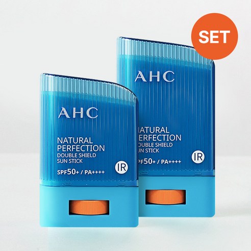 AHC 내추럴 퍼펙션 더블 쉴드 선스틱 22g+14g 골프 물놀이 워터프루프 선스틱, 36g, 1세트