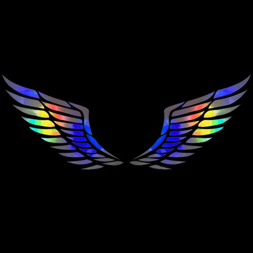 마이웨이카 자동차 천사 날개 스티커, 소형, 홀로그램, 1개