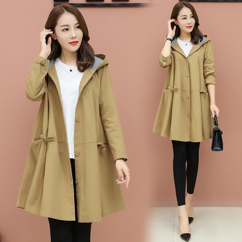 FANSYLI 여성 봄가을 트렌치코트 하프코트 9F
