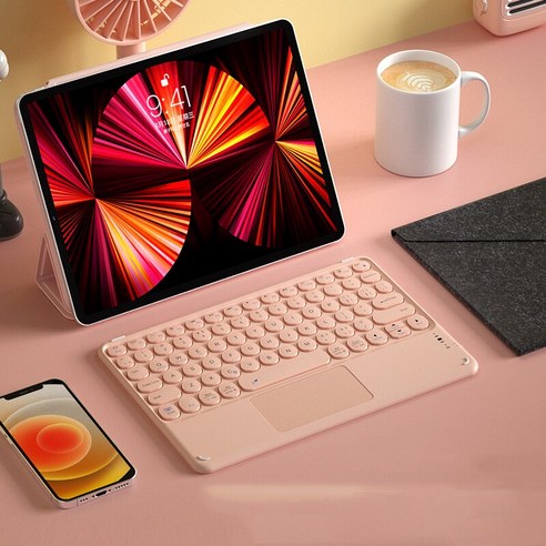 키보드 마우스세트 IPad 무선 블루투스 호환 Teclado iPad Xiaomi 화웨이 태블릿 안드로이드 IOS, Pink Keyboard, 하나, 하나