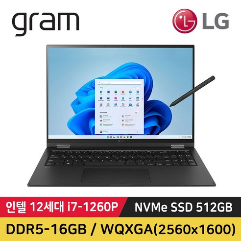 LG전자 그램 360 12세대 i7 512GB 16G 터치스크린 16T90Q 윈도우포함 블랙