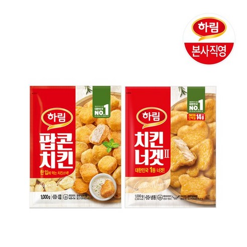 팝콘치킨1kg+치킨너겟1kg, 1세트, 1000g