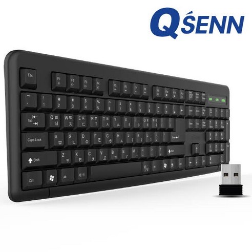 큐센 멤브레인 무선 일반형 키보드, 블랙, K1000