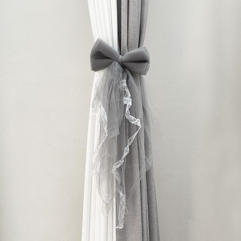 더원홈데코 레이스 리본 커튼 타이백 20 x 60 cm, 1개, 그레이
