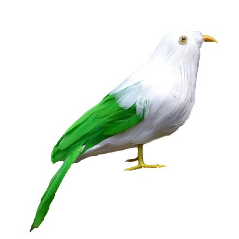 장식 깃털 새 시뮬레이션 홈 휴일 웨딩 파티 장식 공예, 1 화이트 그린, 설명