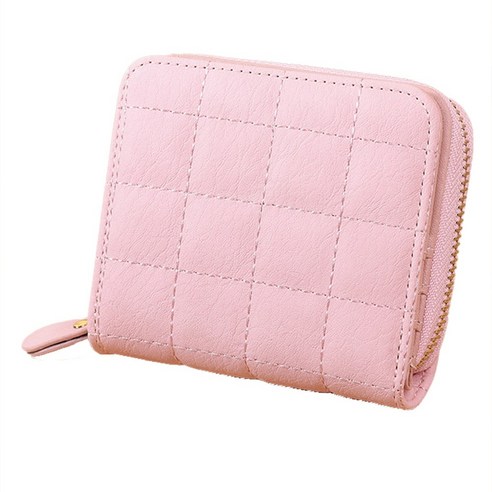 한국어 귀여운 패션 여성 PU 미니 짧은 지갑 카드 키 홀더 코인 지갑 - 핑크