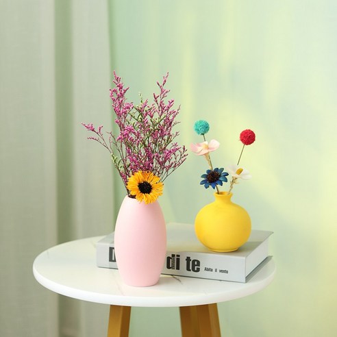DFMEI 세라믹 마카롱 작은 꽃병 데스크탑 건조기 거실 작은 장식 북유럽 빛 럭셔리 홈 인테리어 꽃 침실, DFMEI ZH0606