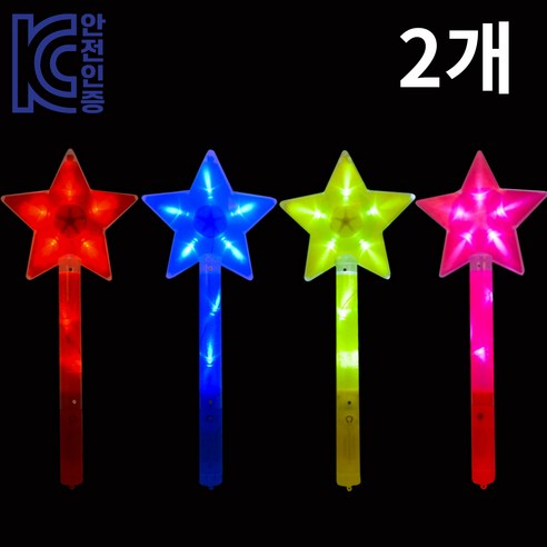 러스트몰 LED 응원봉 별모양 야광봉 집회 시위 콘서트 다용도 응원도구, 5개, 옐로우