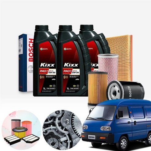 다마스(뉴)(08~) 가솔린 킥스파오1 0W30 0W40 합성엔진오일 필터세트 3리터 a2237+o190 KPT-1030388 cs03002