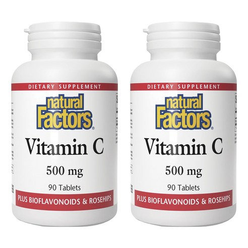 네추럴팩터스 비타민 C 500mg + 바이오플라보노이드 & 로즈힙 타블렛, 2개, 90정