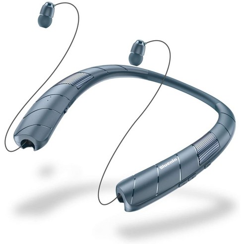 Bluenin BlueWave Pro 1 블루투스 헤드폰 스피커2 in 1 목에 장착된 웨어러블 스피커 개폐식 이어폰, Blue